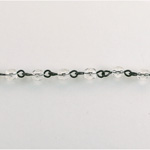 Linked Bead Chain Rosary Style with Glass Fire Polish Bead - Round 4MM CRYSTAL-JET