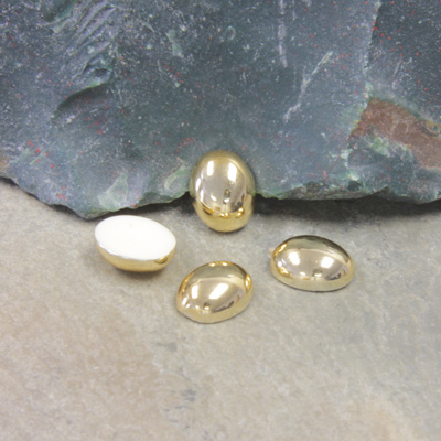 German Plastic Cabochon Vacuum Coated - Oval 10x8MM GOLD