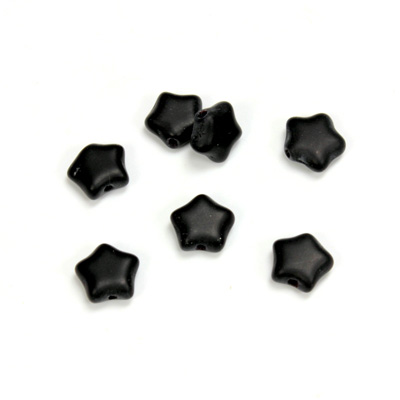 Czech Pressed Glass Bead - Star 08MM MATTE JET