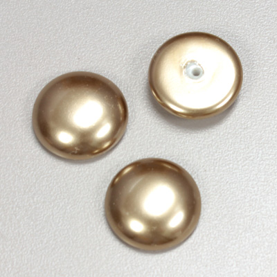 Glass Medium Dome Pearl Dipped Cabochon - Round 18MM LIGHT BROWN