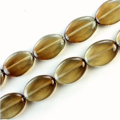 Czech Pressed Glass Bead - Flat Oval 16x11MM BROWN-CRYSTAL 69012