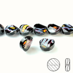 Chinese Cut Crystal Millefiori Bead - Round Twist 14MM BLACK