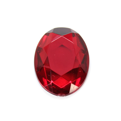 Plastic Flat Back Foiled Rose Cut Rhinestone - Oval 30x22MM RUBY