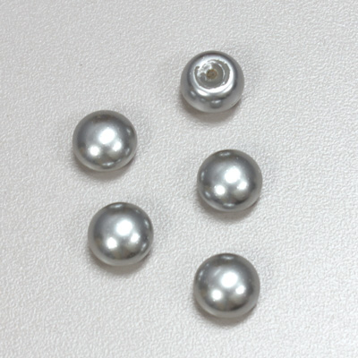 Glass High Dome Cabochon Pearl Dipped - Round 10MM LT GREY