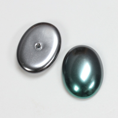 Glass Medium Dome Pearl Dipped Cabochon - Oval 25x18MM BLACK TAHITI