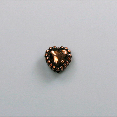 Metalized Plastic Bead - Heart with beaded rim 08MM ANT COPPER