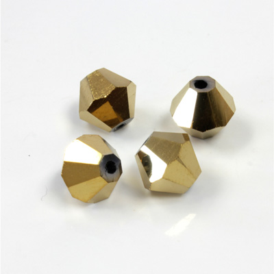 Chinese Cut Crystal Bead - Bicone 08MM GOLD METALLIC COAT