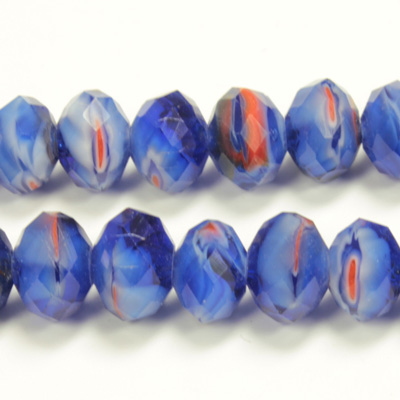 Chinese Cut Crystal Millefiori Bead - Rondelle 08x10MM BLUE