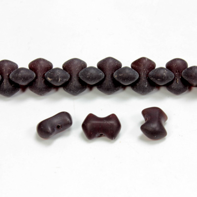 Czech Pressed Glass Bead - Smooth Bow 09x5MM MATTE GARNET