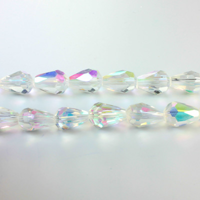 Chinese Cut Crystal Bead - Pear 11x7MM CRYSTAL AB