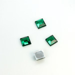 Plastic Flat Back Foiled Rose Cut Rhinestone - Square 06x6MM EMERALD