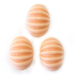 German Plastic Ribbed Dome Cabochon - Oval 18x13MM ANGELSKIN Opaque