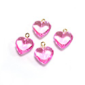 Plastic Pendant - Puff Heart with Brass Loop 09MM ROSE