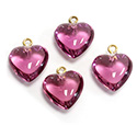 Plastic Pendant - Puff Heart with Brass Loop 11MM AMETHYST