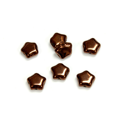 Czech Pressed Glass Bead - Star 08MM ANTIQUE COPPER