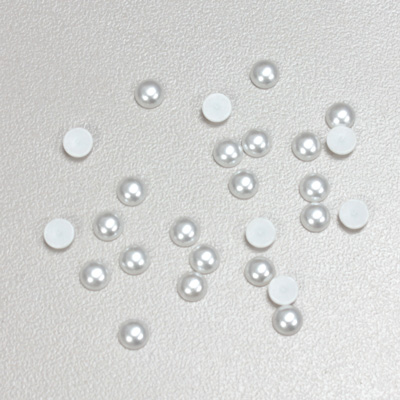 Plastic Medium Dome Pearl Cabochon - Round 04MM WHITE