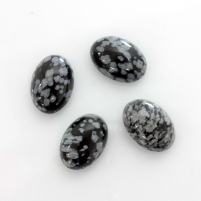 Gemstone Cabochon - Oval 14x10MM SNOWFLAKE OBSIDIAN