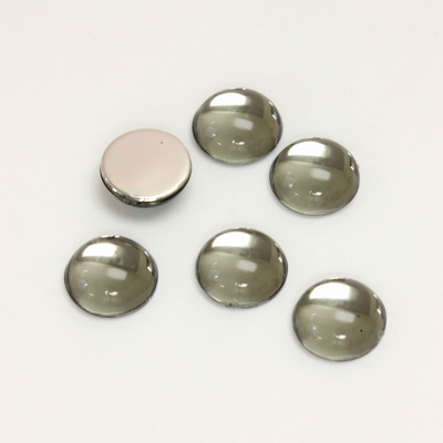 Plastic Flat Back Foiled Cabochon - Round 09MM BLACK DIAMOND