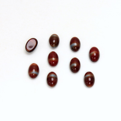 Glass Medium Dome Cabochon - Oval 06x4MM TIGEREYE RED