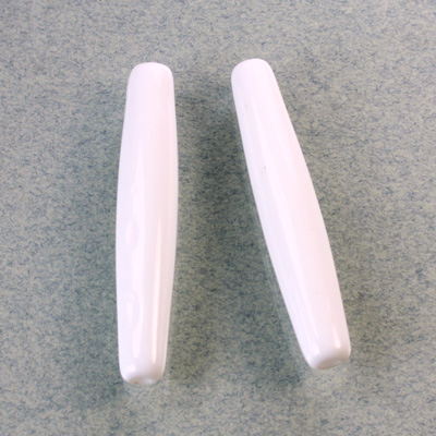 Plastic Bead - Opaque Color Smooth Tapered Elongated Oval 37x7MM CHALKWHTE