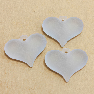 German Plastic Pendant - Heartshape 18x15MM MATTE LT SAPPHIRE