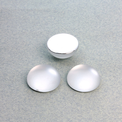 Plastic Flat Back Foiled Cabochon - Round 15MM MATTE CRYSTAL