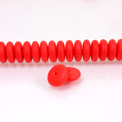 Czech Pressed Glass Bead - Smooth Rondelle 8MM MATTE RED
