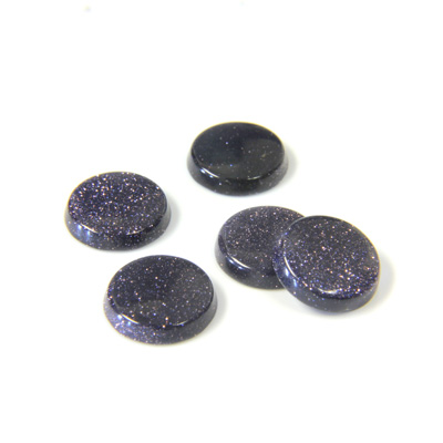 Man-made Gemstone Flat Back Single Bevel Buff Top -  Round 09MM BLUE GOLDSTONE