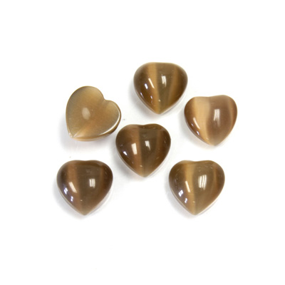 Fiber-Optic Cabochon - Heart 08MM CAT'S EYE BROWN