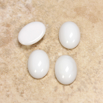 Glass Medium Dome Opaque Cabochon - Oval 14x10MM CHALKWHITE