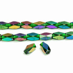 Cut Crystal Bead - Rectangle 11x5MM EMERALD IRIS