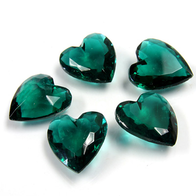 Glass Point Back Tin Table Cut (TTC) Unfoiled - Heart Shape 18x16MM EMERALD