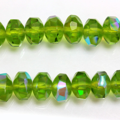 Czech Glass Fire Polished Bead - Rondelle Disc 8x6MM OLIVINE AB