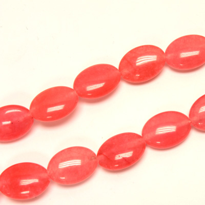 Gemstone Bead - Smooth Flat Oval 14x10MM Dyed QUARTZ Col. 98 SALMON