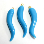 Plastic Pendant - Horn with Brass Loop 30x6MM TURQUOISE