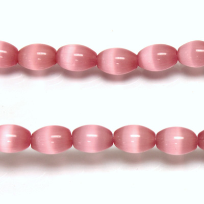 Fiber Optic Synthetic Cat's Eye Bead -  Oval Rice 09x6MM CAT'S EYE LT PINK