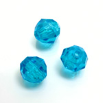 Plastic Bead - Transparent Faceted Round 12MM AQUA