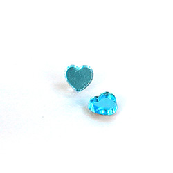 Glass Flat Back Foiled Mirror - Heart 8MM AQUA