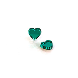 Glass Flat Back Foiled Mirror - Heart 8MM EMERALD