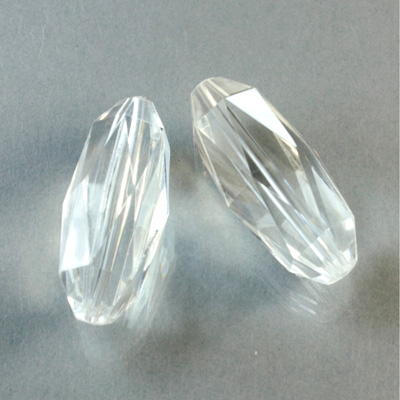 Plastic Bead - Faceted Lantern 28x11MM CRYSTAL