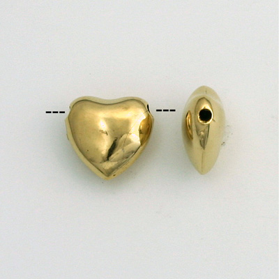 Metalized Plastic Smooth Bead - Heart 12MM GOLD