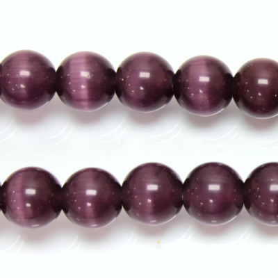 Fiber-Optic Synthetic Bead - Cat's Eye Smooth Round 10MM CAT'S EYE PURPLE