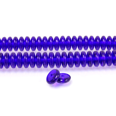 Czech Pressed Glass Bead - Smooth Rondelle 6MM COBALT