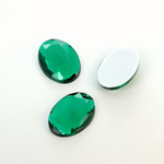 Plastic Flat Back Foiled Rauten Rose Rhinestone - Oval 18x13MM EMERALD