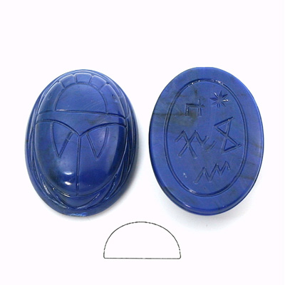 German Plastic Flat Back Scarab - Oval 25x18MM LAPIS