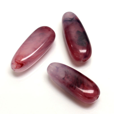 Plastic  Bead - Mixed Color Smooth Tapered Bullet 25x10MM AMETHYST AGATE