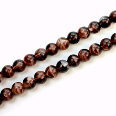 Czech Pressed Glass Bead - Smooth Round 06MM PORPHYR SMOKE TOPAZ