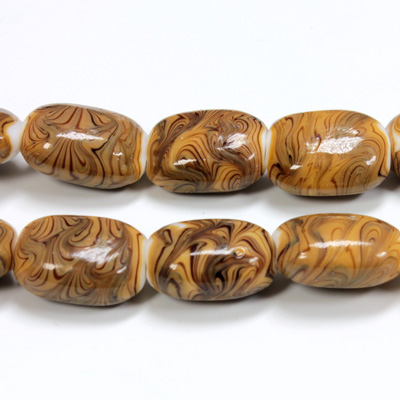 Glass Lampwork Bead - Keg Smooth 19x14MM BROWN MATRIX