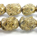 Glass Lampwork Bead - Baroque Nugget Textured 18x14MM MOLTEN GOLD COATED
