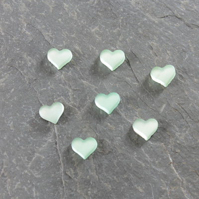 Glass Buff Top Foiled Cabochon - Heart 05MM MATTE PERIDOT